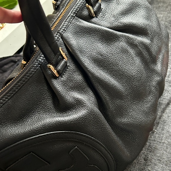 Tory Burch All T Elegant Black Leather Handbag Satchel - Picture 12 of 13